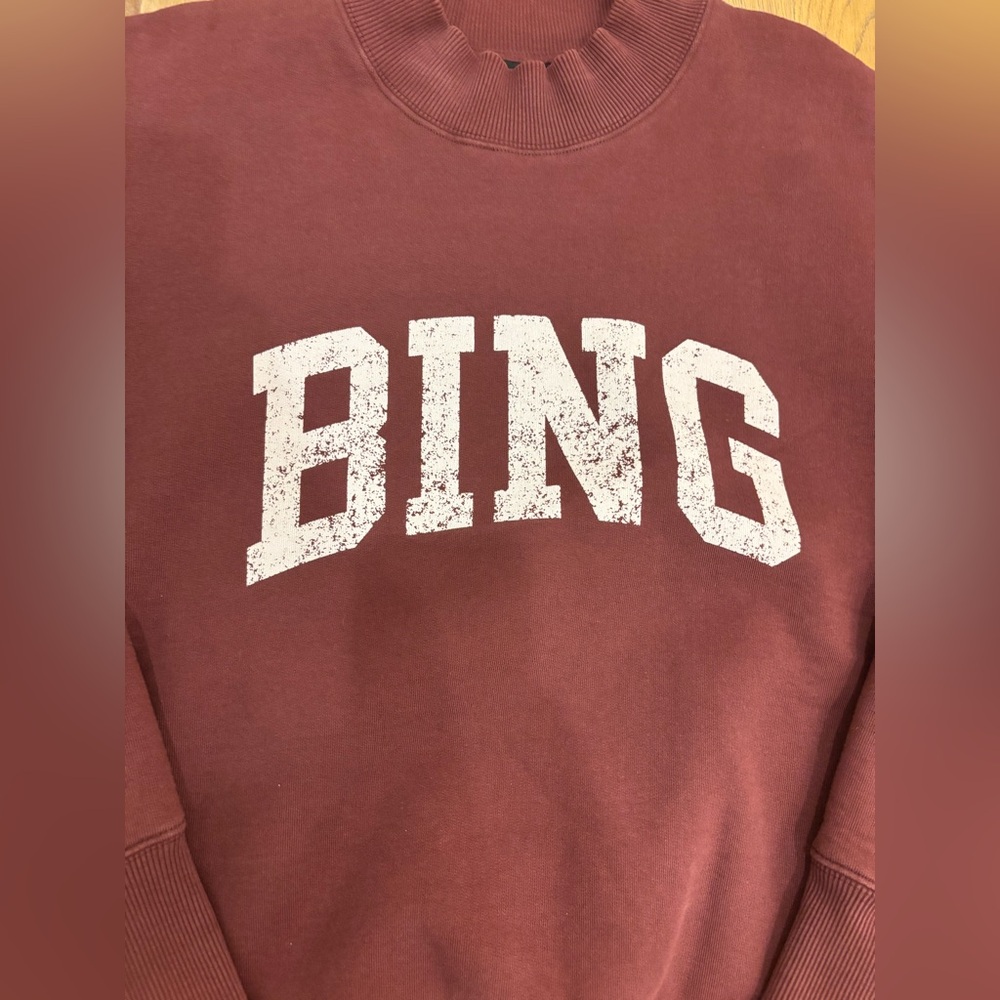 Anine Bing Bradie Sweatshirt in Deep Burgundy Sz L - Picture 3 of 11